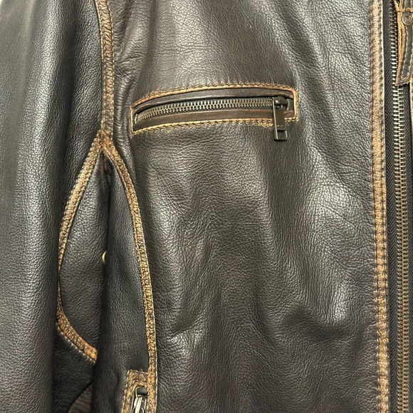 Marc New York Andrew Marc Distressed Heavy Moto Leather Jacket Mens Size XL - Picture 7 of 16